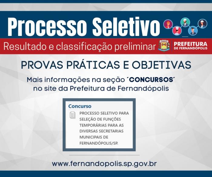 Confira o resultado e classificação preliminar do processo seletivo da